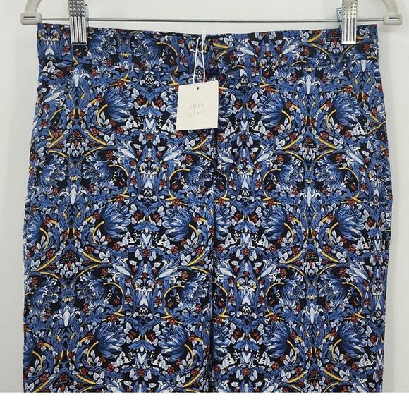 New NWT Zara Blue Floral Casual Pants Straight Leg Pant Bloggers Favorite Small - Picture 6 of 12